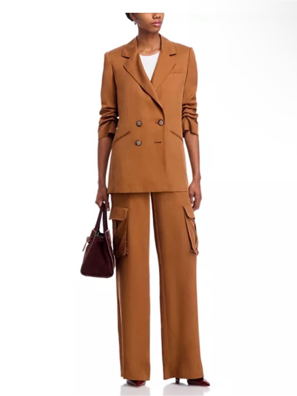 Veronica Beard Saul Pant Wide Leg Cargo khaki Pants in Whiskey brown tan NEW NWT - Picture 5 of 13